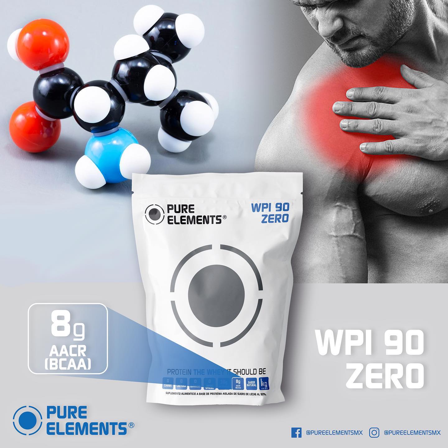 1 kg de 100% Whey Protein WPI90Zero SIN SABOR envio GRATIS 50 servicios!